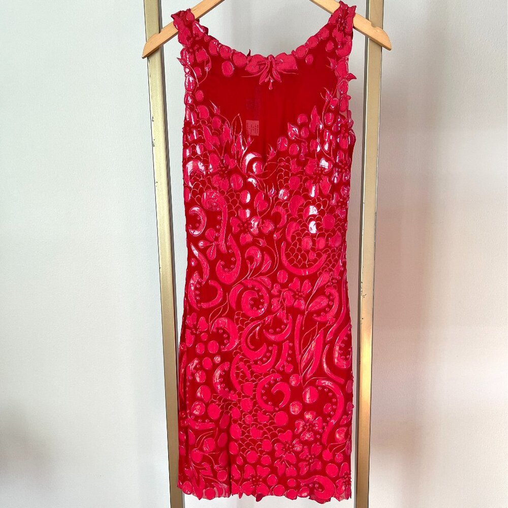 Ema Savahl Red Glossy Body Sculpting Dress - Size S - New With Tags